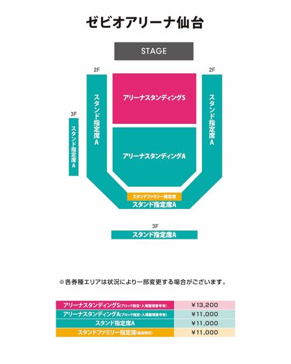 ゼビオアリーナ仙台 座席表