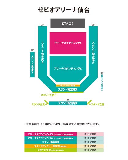 ゼビオアリーナ仙台 座席表